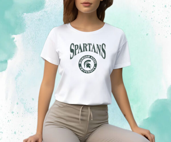 Mitchell And Ness Michigan State University Arched Logo Lockup Slub Shirts