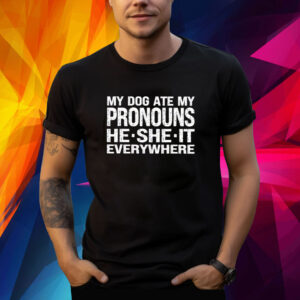 My Dog Ate My Pronouns He She It Everywhere Shirts