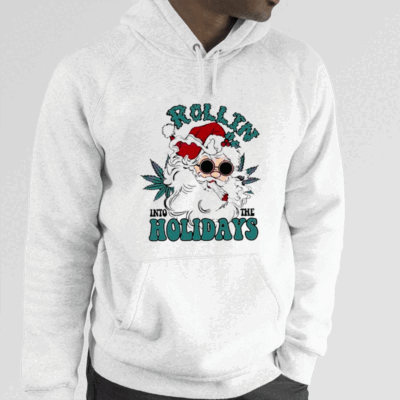 Rollin Into The Holidays Smoker Santa Hoodie Shirt