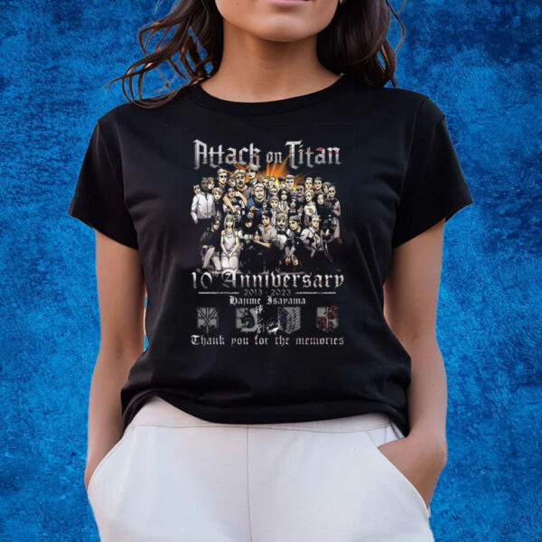 Attack On Titan 10th Anniversary 2013 2023 Memories T Shirts