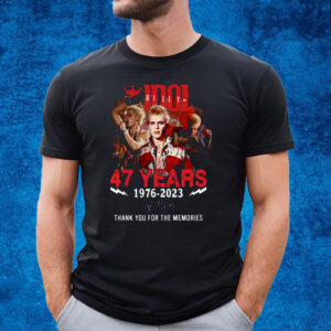 Billy Idol 47 Years 1976 – 2023 Thank You For The Memories T-Shirt