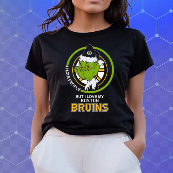 Grinch I Hate People But I Love My Boston Bruins T Shirts