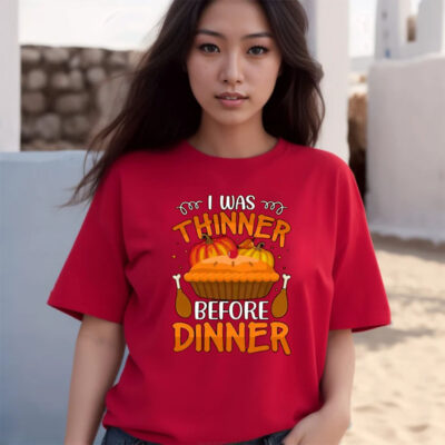 I Was Thinker Before Dinner Print Funny T-Shirts