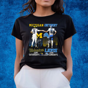 Michigan Wolverines On Saturdays Detroit Lions On Sundays T-Shirts