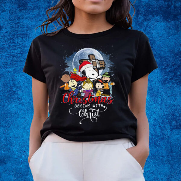 Snoopy Christmas Begins With Christ T-Shirts