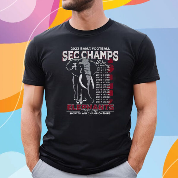 Alabama Crimson Tide 2023 Sec Football Conference Champions Alabama Never Forgets T-Shirt