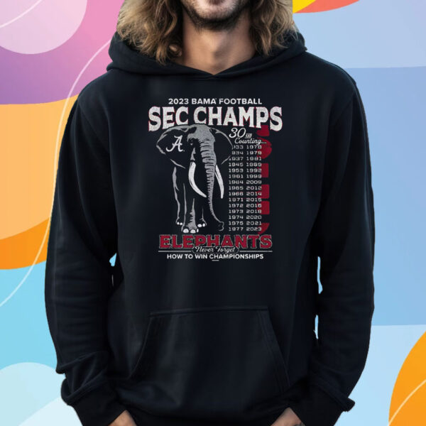 Alabama Crimson Tide 2023 Sec Football Conference Champions Alabama Never Forgets T-Shirt Hoodie