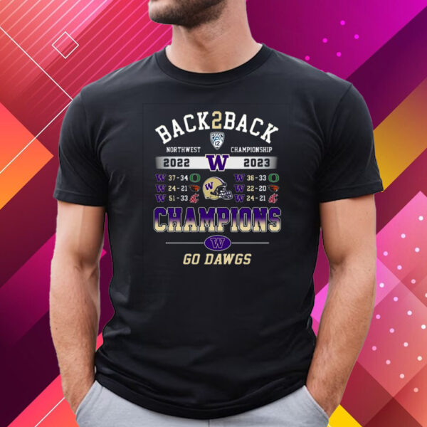 Back To Back North Championship 2022 – 2023 Champions Washington Huskies Go Dawgs T-Shirt