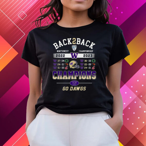 Back To Back North Championship 2022 – 2023 Champions Washington Huskies Go Dawgs T-Shirts