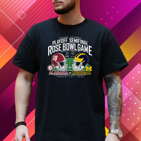 Michigan Wolverines Vs Alabama Crimson Tide College Football Playoff 2024 Rose Bowl Matchup T-Shirt