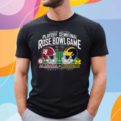 Michigan Wolverines Vs Alabama Crimson Tide College Football Playoff 2024 Rose Bowl Matchup T-Shirt