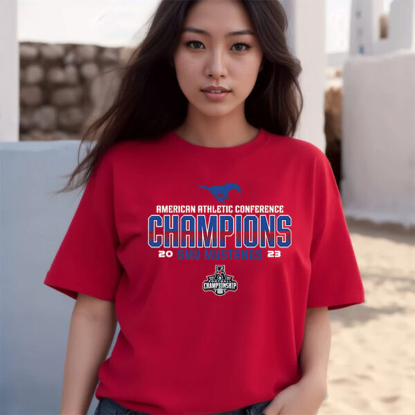 Smu Mustangs 2023 Aac Football Conference Champions Locker Room Shirts