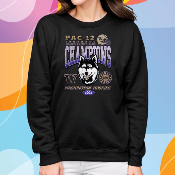 WASHINGTON HUSKIES 2023 PAC-12 CHAMPIONS DAWGS ON TOP YOUTH T-SHIRT SWEATSHIRT