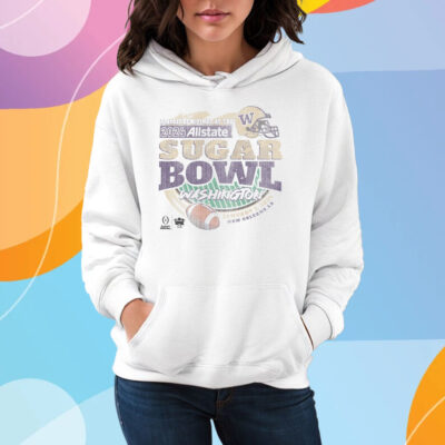 WASHINGTON HUSKIES 2024 CFP SUGAR BOWL OFF-WHITE SCRUM T-SHIRT HOODIE