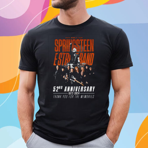 2024 World Tour Bruce Springsteen E Street Band 52nd Anniversary 1972 – 2024 Thank You For The Memories T-Shirt