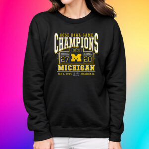 Michigan Wolverines College Football Playoff 2024 Rose Bowl Champions Score Shirts