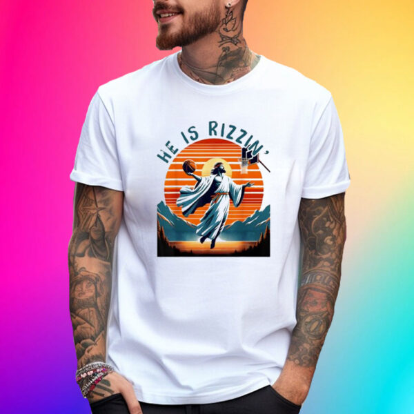 He Is Rizzin Shirt Basketball Jesus Retro Easter Christian Shirt