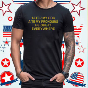 After My Dog Ate My Pronouns He She It Everywhere Shirt