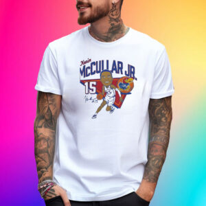 Kevin mccullar jr Kansas jayhawks white caricature basketball T-Shirt