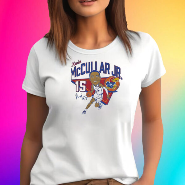 Kevin mccullar jr Kansas jayhawks white caricature basketball T-Shirt