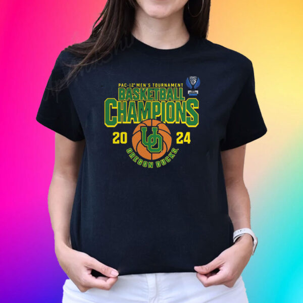 Oregon Ducks 2024 Pac-12 Men’s Basketball Conference Tournament Champions T-Shirt