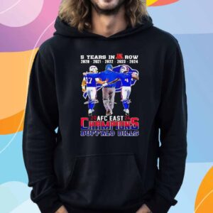 5 Years In A Row 2020 2024 Afc Eastern Champions Buffalo Bills Football Signatures T-Shirt