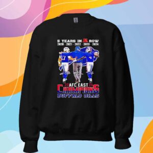 5 Years In A Row 2020 2024 Afc Eastern Champions Buffalo Bills Football Signatures T-Shirt