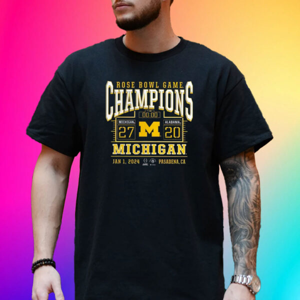 Michigan Playoff 2024 Rose Bowl Champions Score T-Shirt