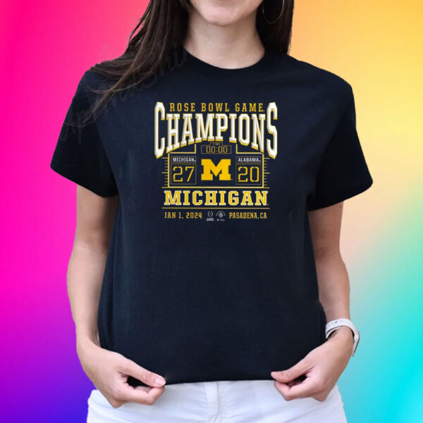 Michigan Playoff 2024 Rose Bowl Champions Score T-Shirt