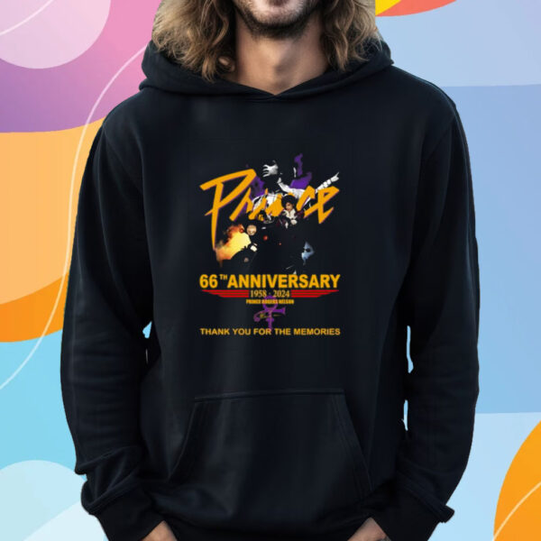 66th Anniversary 1958-2024 Prince Rogers Nelson Thank You For The Memories T-Shirt Hoodie