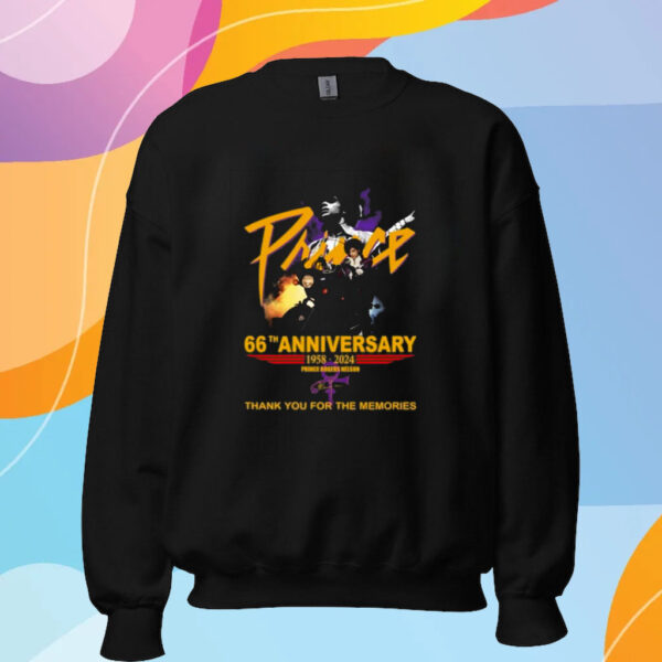 66th Anniversary 1958-2024 Prince Rogers Nelson Thank You For The Memories T-Shirt Sweatshirt