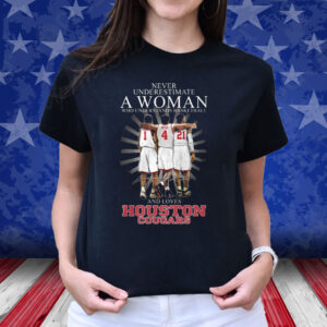 Never Underestimate A Woman Who Understands Basketball And Loves Houston Cougars T-Shirt