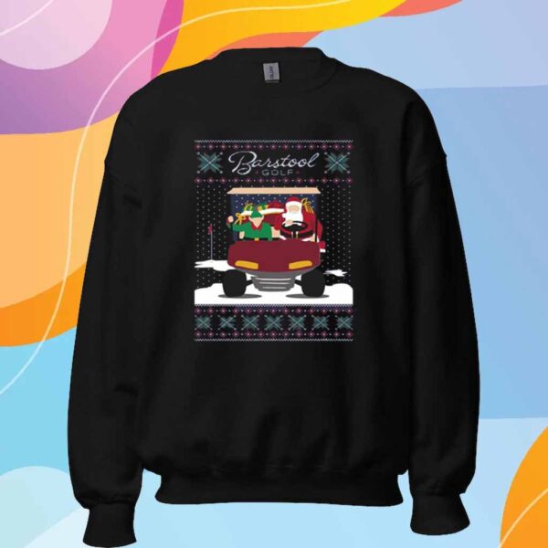 BARSTOOL GOLF SANTA GOLF CART UGLY SWEATER T-SHIRT