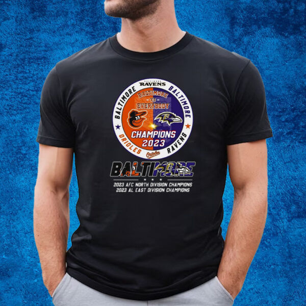 Baltimore Ravens 2023 Afc North Division And 2023 Al East Division Champion T-Shirt