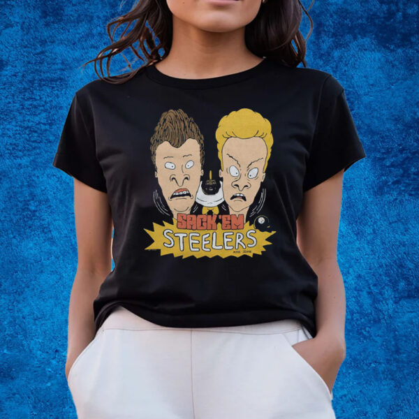 Beavis And Butt-Head X Pittsburgh Steelers Sack ’Em T-Shirts