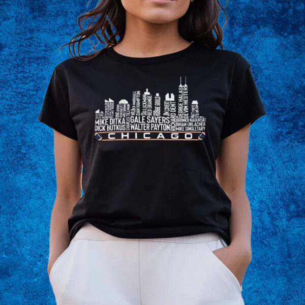 Chicago Bears Football Legend Chicago Skyline T-Shirts