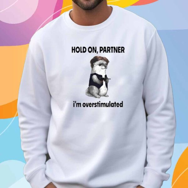 Connor Griffin Wearing Hold On Partner I’m Overstimulated T-Shirt