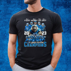 Detroit Lions All Fight All Heart All Us All Grit 2023 NFC North Division Champions T-Shirt