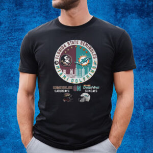 Florida State Seminoles On Saturdays Miami Dolphins On Sundays T-Shirt