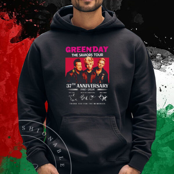 Green Day The Saviors Tour 37th Anniversary 1987-2024 Thank You For The Memories T-Shirt Hoodie