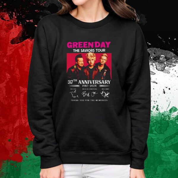 Green Day The Saviors Tour 37th Anniversary 1987-2024 Thank You For The Memories T-Shirt Sweatshirt