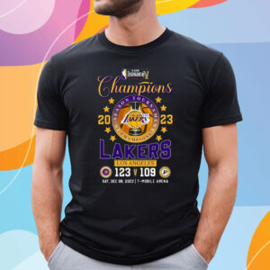 In-Season Tournament Champions 2023 Los Angeles Lakers 123 – 109 Indiana Pacers Sat Dec 09 2023 T-Mobile Arena T-Shirt