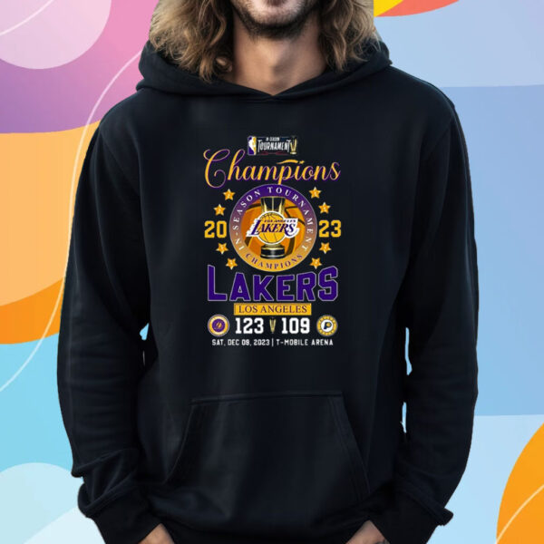 In-Season Tournament Champions 2023 Los Angeles Lakers 123 – 109 Indiana Pacers Sat Dec 09 2023 T-Mobile Arena T-Shirt Hoodie