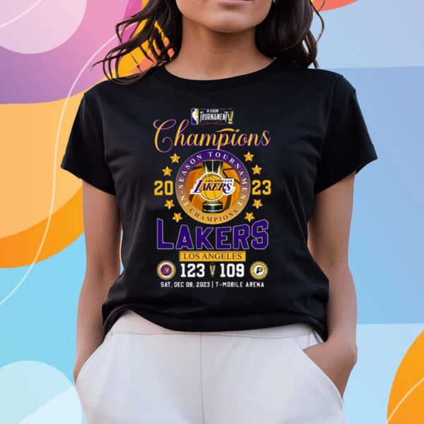 In-Season Tournament Champions 2023 Los Angeles Lakers 123 – 109 Indiana Pacers Sat Dec 09 2023 T-Mobile Arena T-Shirts