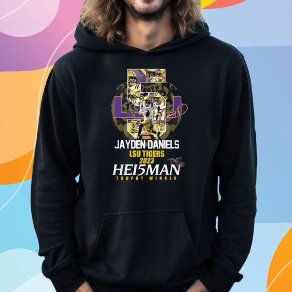 Jayden Daniels Lsu Tigers 2023 Hei5man Trophy Winner T-Shirt Hoodie