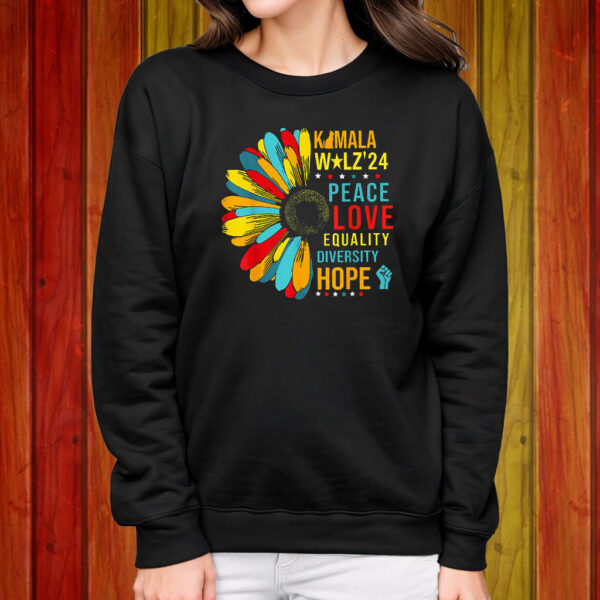 Kamala Walz’ 24 Peace Love Aquality Diversity Hope Shirt