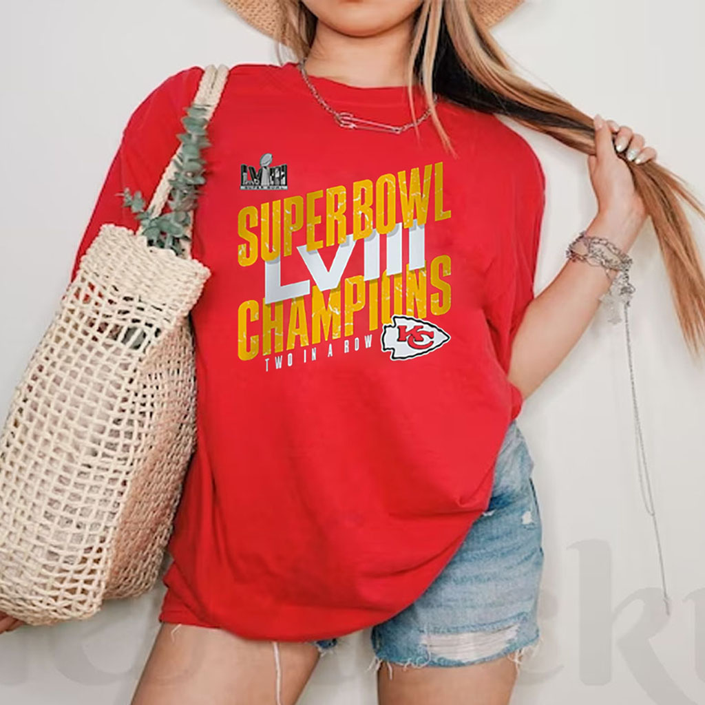 Kansas City Chiefs Super Bowl Lviii Champions Two In A Row Tee Shirts