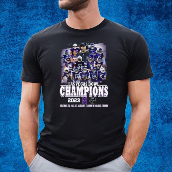 Las Vegas Bowl Champions 2023 Northwestern December 23, 2023 AT Allegiant Stadium In Paradise, Nevada T-Shirt