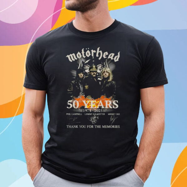 Motorhead 50 Years 1975 – 2025 Thank You For The Memories T-Shirt