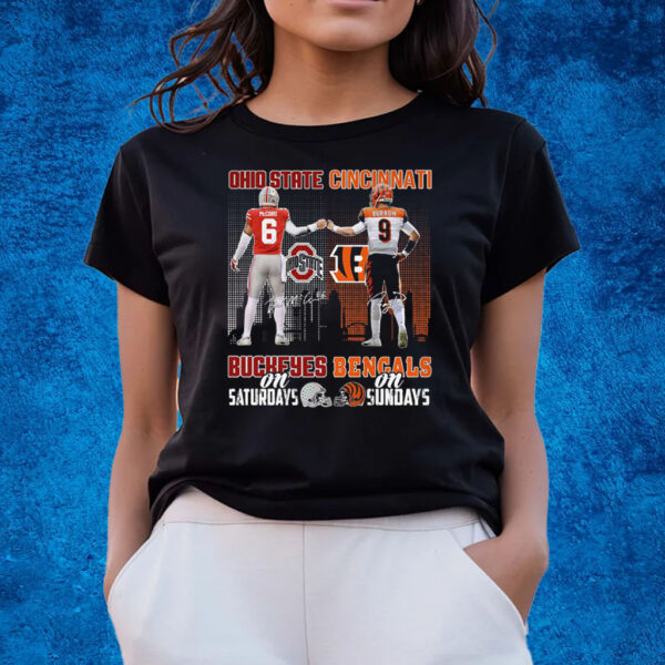 Ohio State Buckeyes On Saturdays Cincinnati Bengals On Sundays T-Shirts